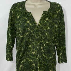 Talbot’s Petites Green Floral Cardigan, Sz S